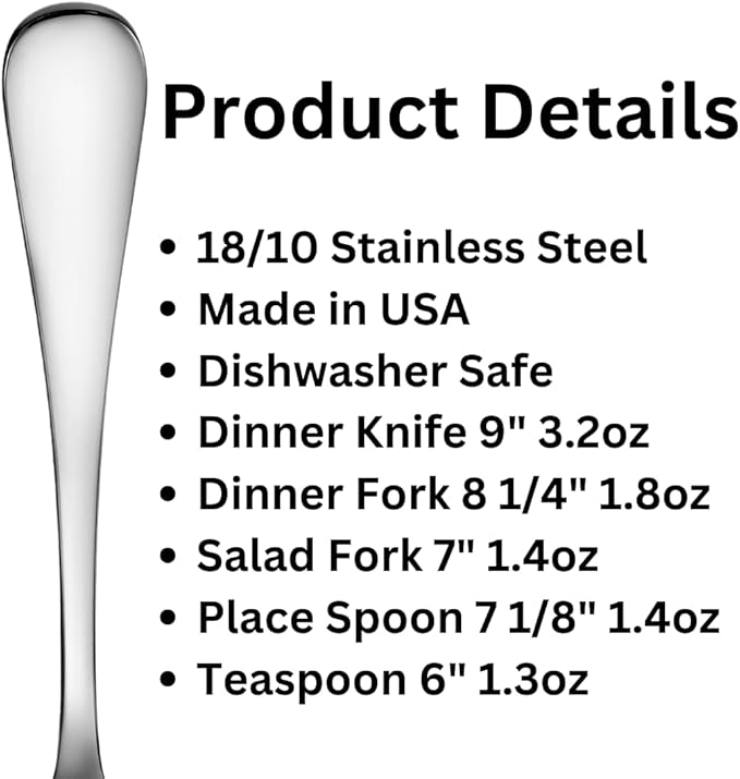 Liberty Tabletop Annapolis 20 Piece Flatware Set service for 4 stainless steel 18/10 Made in USA