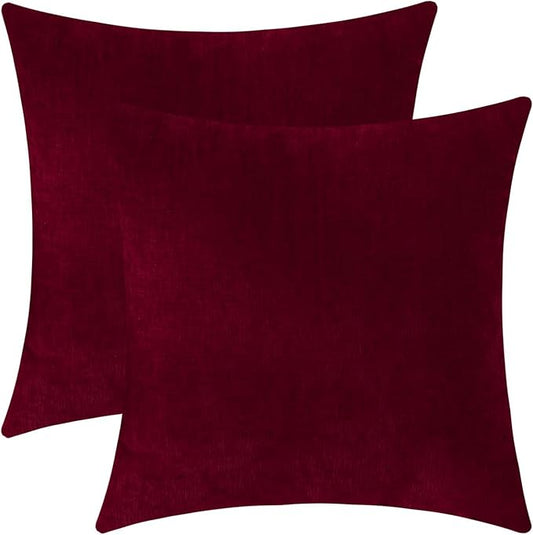 Jeneoo Santa Red Decorative Throw Pillow Covers Soft Chenille Comfy Square Couch Cushion Cases for Living Room Sofa Decor (Set of 2, 20 x 20 Inches)