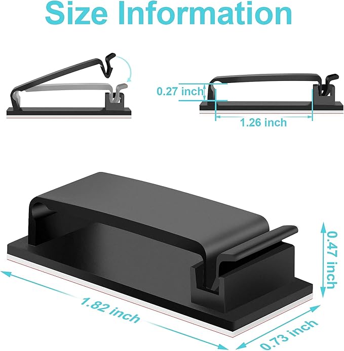 Under Desk Cable Management Clips, Wire Organizer Clips for PC Network Cable Mamagement, Large Adhesive Cable Clips Wire Holders (Computer, TV, Ethernet, Electric Wires), White, 20 PCS