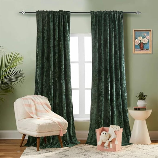 Velvet Blackout Curtains Soft Luxury 2 Panels Curtains for Bedroom Nursery Patio Doors Rod Pocket Back Tab Drapes Curtains for Living Room,52 by 108 Inch, Turquoise