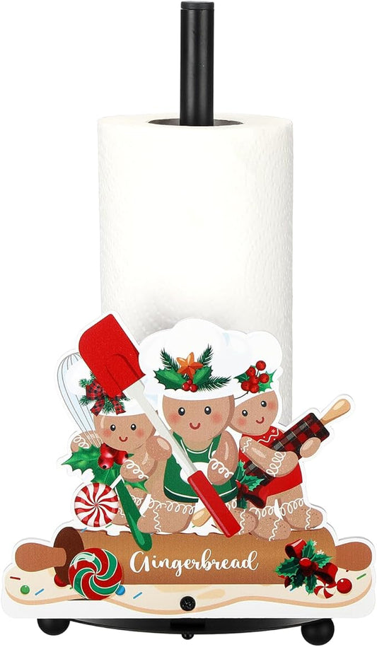 Yookeer Christmas Paper Towel Holder Cooking Gingerbread Christmas Tree Towels Paper Holder for Kitchen Countertop Bathroom Home Farmhouse Replaceable Xmas Tree Decor Indoor