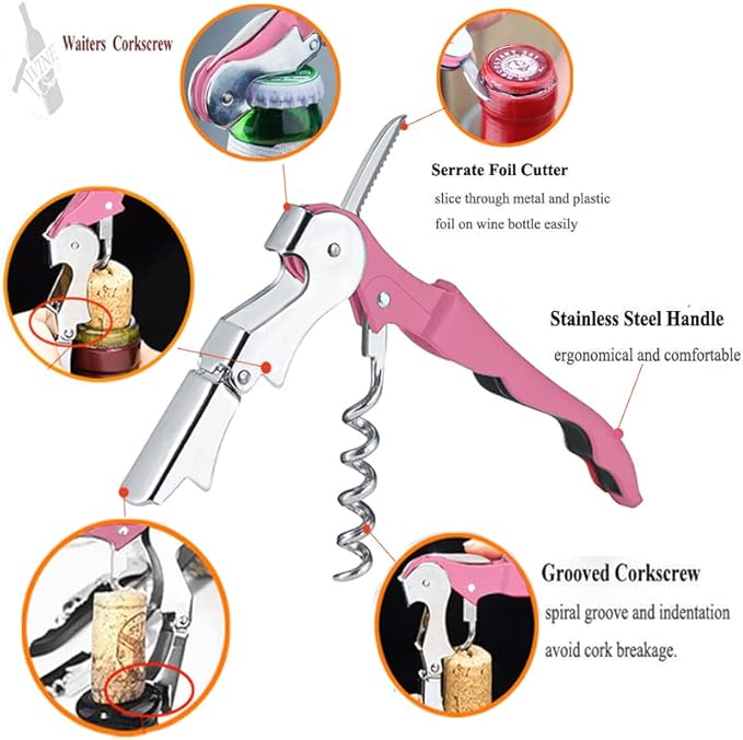 Professional Waiter Corkscrew Wine Openers Set, Heavy Duty Stainless Steel Hinges Wine Key for Restaurant Waiters, Sommelier, Bartenders