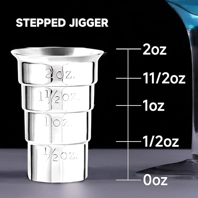 SKY FISH Barware Set 3-Piece Stainless Steel Bartender Kit - Cocktail Shaker, Jigger with Measurements, Hawthorn Strainer - Suit for Home Bars & Professional Mixologists