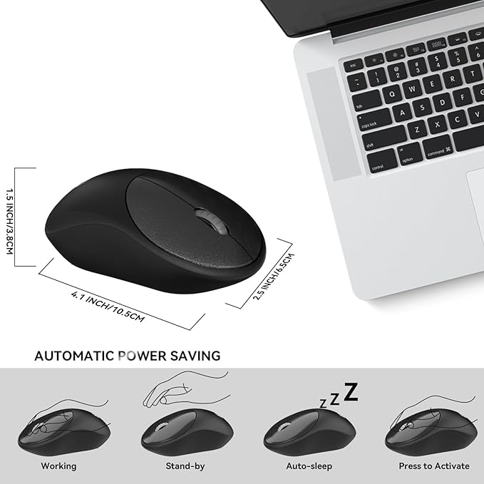 Wireless Keyboard and Mouse Combo, FD iK6630 2.4GHz Cordless Cute Round Key Set Smart Power-Saving Quiet Slim Combo for Laptop, Computer,TV and Mac