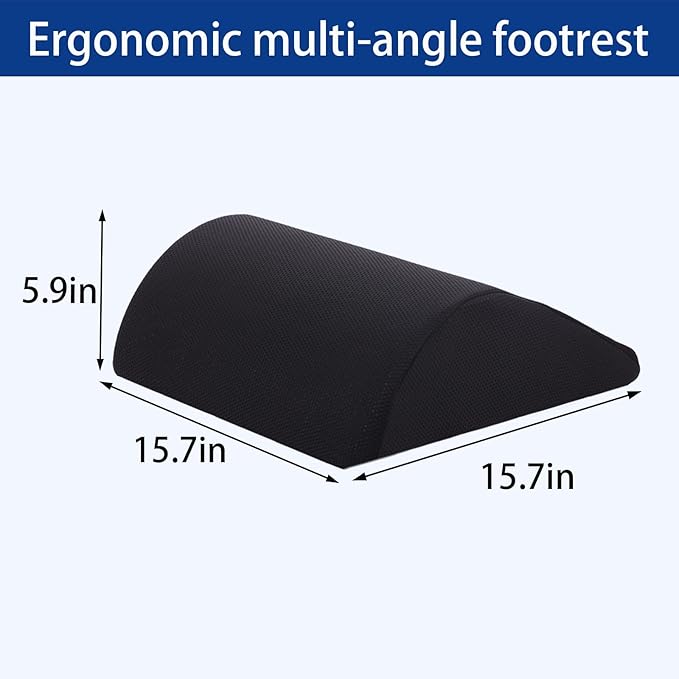 Foot Rest for Under Desk at Work Ergonomic Under Desk Footrest，Support Foot Pillow Double-Sided Footstool， for Office, Home & Gaming Leg Elevation Pillow Black