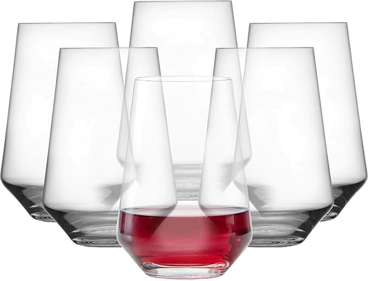ZWIESEL GLAS Pure Stemless Bordeaux Glass (Set of 6), Red Wine Tumbler for Bordeaux, Dishwasher-Safe Machine-Made Tritan Crystal Glasses, Made in Germany (18.5 Ounce)