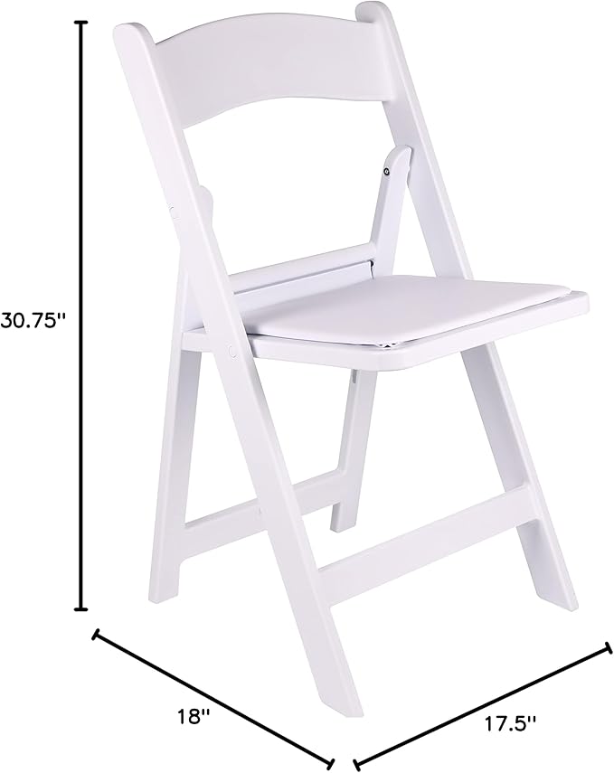 BTEXPERT White Resin Folding Event Chairs - Set of 4, 1000 lb Weight Capacity, Padded Seats, Stackable, Lightweight & Durable Indoor/Outdoor for Home Dining Party Wedding Picnic Camping Church