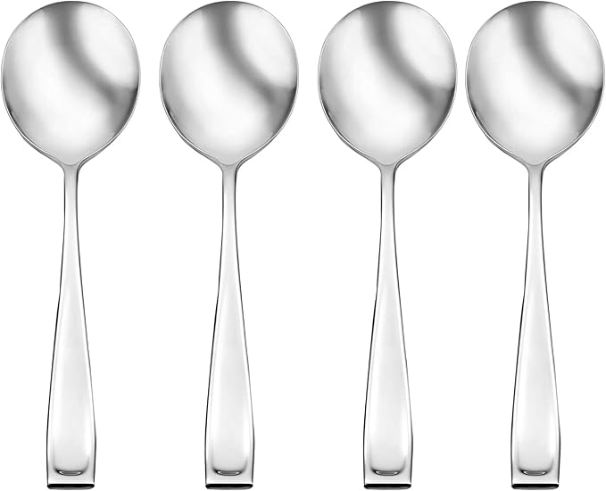 Oneida Moda Fine Flatware Soup, Set Of 4 Spoon, STAINLESS