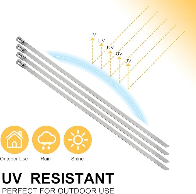 OFFO Metal Zip Ties 19.7 in Premium Heavy Duty Stainless Steel Wire Multifunctional Locking Exhaust Wrap Flexible Durable 30 PCS