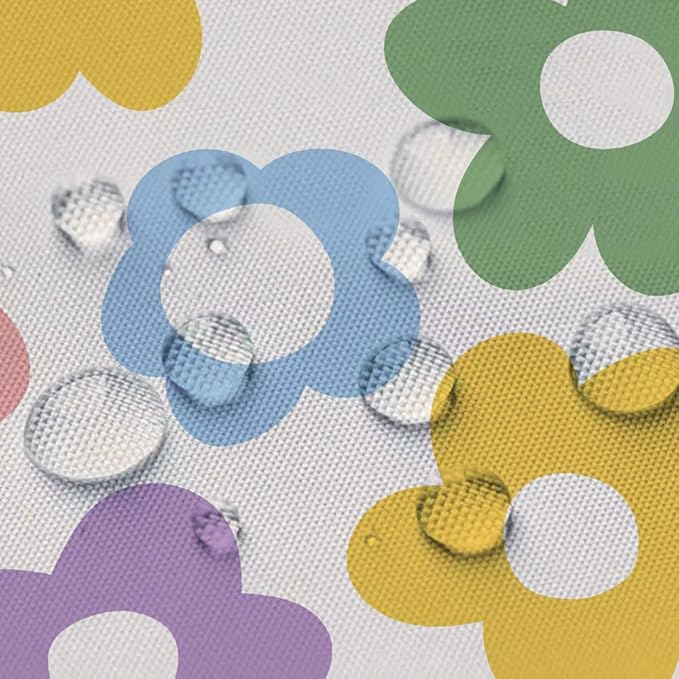 Sanzugh Cute Pastel Flower Shower Curtain, Boho Retro Floral 70S Aesthetic Fabric Shower Curtains Set for Girls Kids Bathroom Groovy Pink Floral Funky Decoration with Hooks 72 X 72 Inch Bath Decor