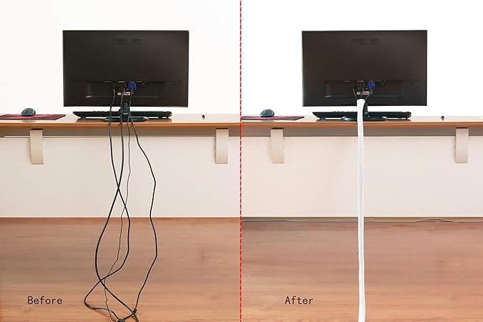 Alex Tech 25ft - 3/4 inch Cord Protector Wire Loom Tubing Cable Sleeve Split Sleeving for USB Cable Power Cord Audio Video Cable - Protect Cat from Chewing Cords - White