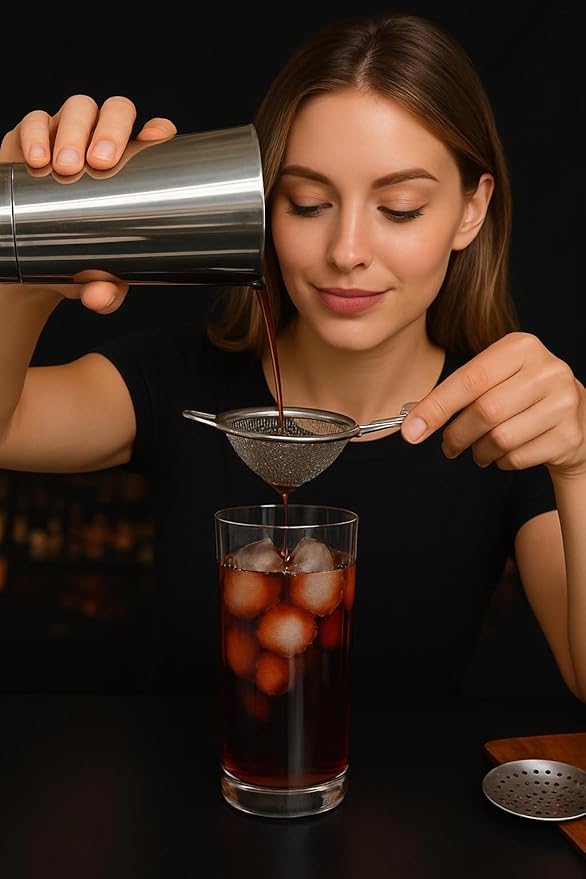 Cocktail Strainer Set Stainless Steel Bar Tools with Stirring Spoon - Hawthorne, Julep, Fine-Mesh and Jigger for Drinks