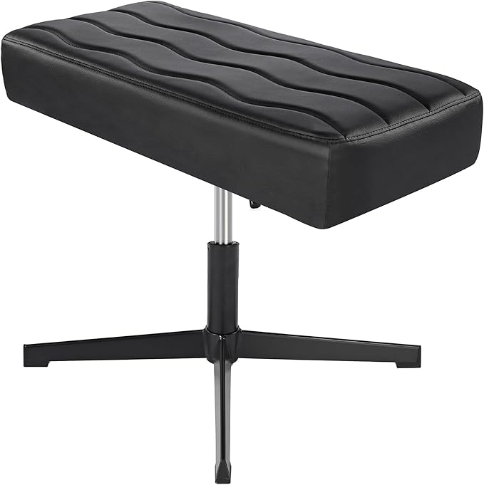 VECELO Under Desk Footrest, PU Ergonomic Foot Rest with Comfort Padding, Height Adjustable for Relieving Leg Pain, Stiffness, Black