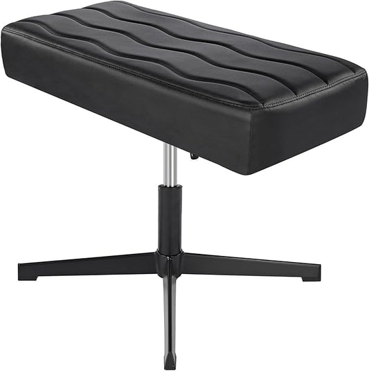 VECELO Under Desk Footrest, PU Ergonomic Foot Rest with Comfort Padding, Height Adjustable for Relieving Leg Pain, Stiffness, Black