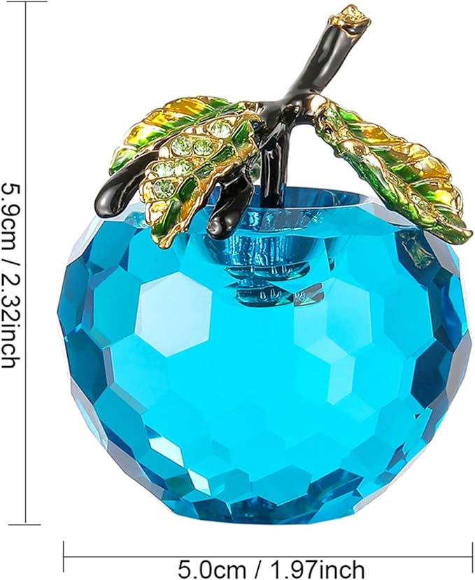 Crystal Apple Figurine Paperweight, Handmade Statue Ornament Home Decoration, Collectible Crystal Crafts, Come with Gift Box, Great Gift for Birthday Holidays Christmas (Blue-50mm)