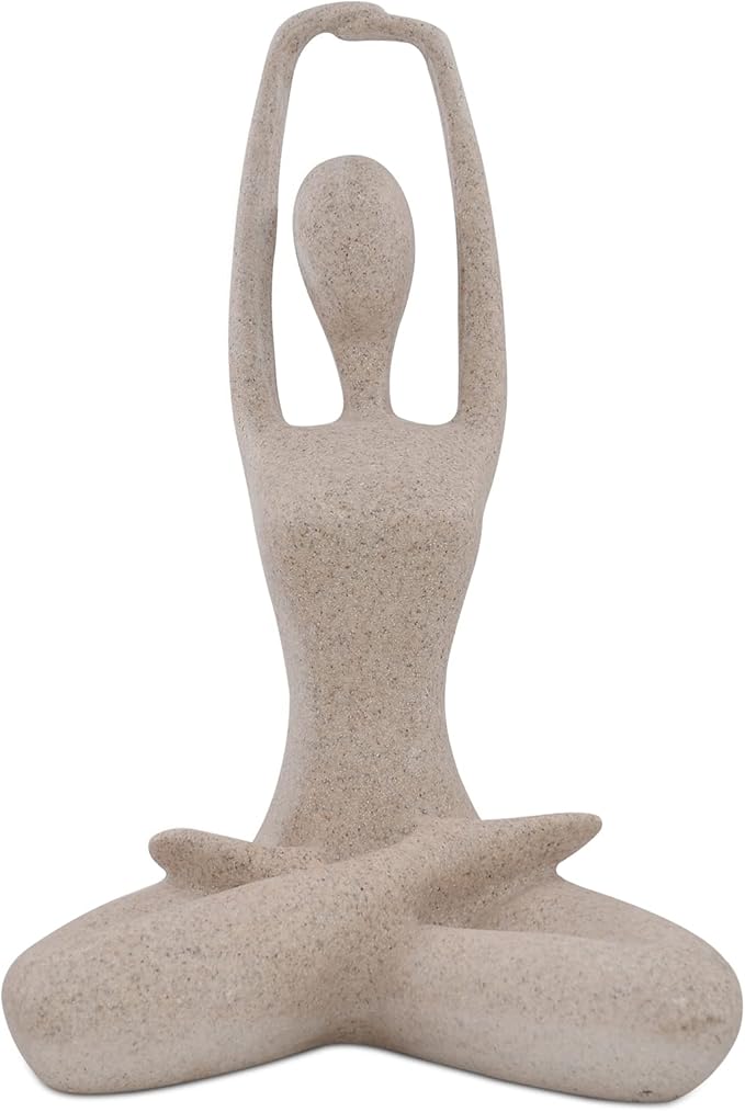 SIMON'S SHOP Yoga Lady Statue Modern Sculpture for Home Office Desk Decor Resin Sandstone Abstract Figurine Yogis Gifts 9 1/2 inches