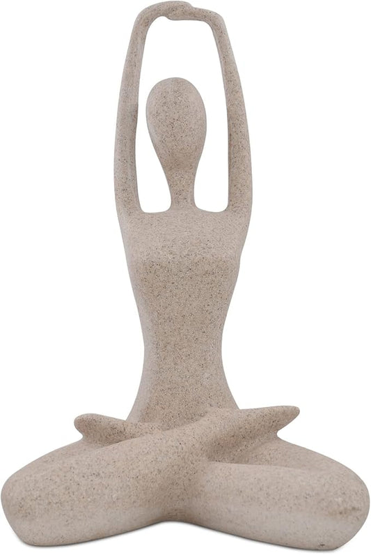 SIMON'S SHOP Yoga Lady Statue Modern Sculpture for Home Office Desk Decor Resin Sandstone Abstract Figurine Yogis Gifts 9 1/2 inches