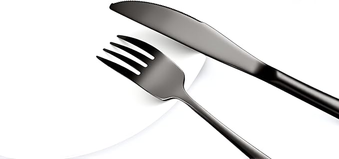 Elegant Tableware Set, 24-Piece Black Silverware Set with Steak Knives, Black Flatware Set For 4, Food-Grade Stainless Steel Set, Dishwasher Safe, Elegant Home Tableware And Dining Utensils