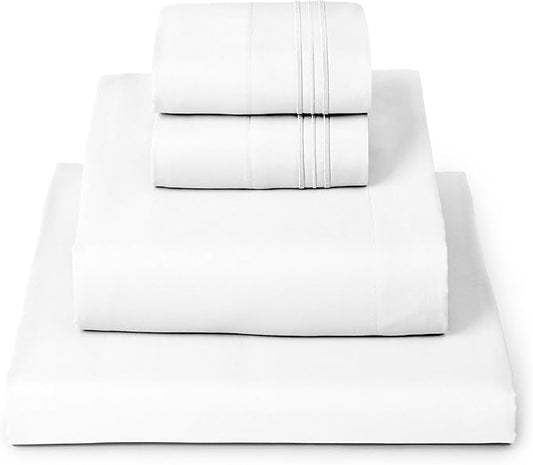 Mellanni King Sheets Set - 4 PC Iconic Collection Bedding - Hotel Luxury, Extra Soft, Cooling Bed Sheets - Wrinkle, Fade, Stain Resistant (King, White)