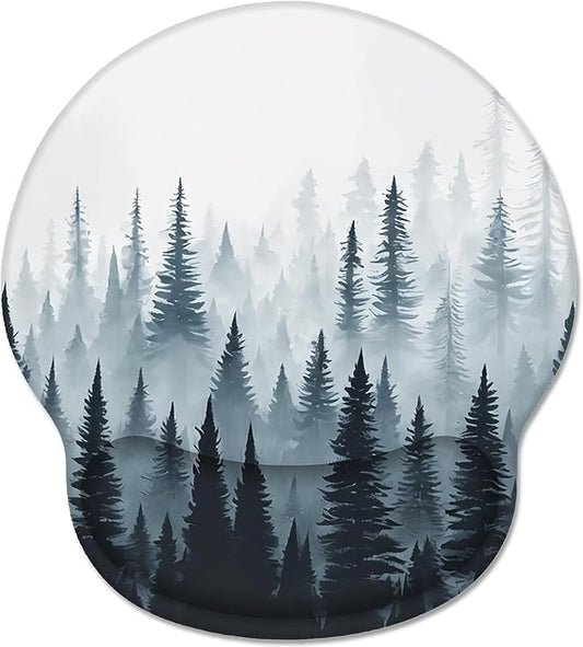 Ergonomic Mouse Pad Wrist Support, Misty Forest Gel Mouse Pads with Wrist Rest, Computer Mousepad for Desk with Non-Slip Base, Comfortable Mouse Pad for Work Accessories Office Supplies Decor