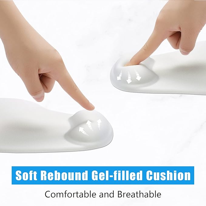 Hsurbtra Ergonomic Mouse Pad with Wrist Rest Support, Gel Mouse Pads with Non-Slip PU Base, Pain Relief Memory Foam Computer Mat, Cute Office Supplies Desk Decro Accessories, Space Gray