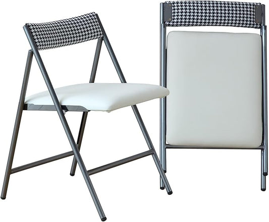 FUNROLUX Folding Dining Chairs Set of 2, Metal Folding Chairs with Padded Seat Foldable Dining Chairs for Kitchen Dining, Party Events (Grey)