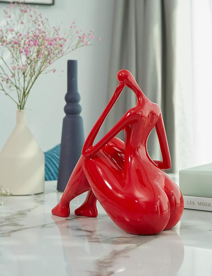 HAUCOZE Lady Sculpture Decor Woman Figurine Statue Modern Arts Gifts Polyresin 11 inch