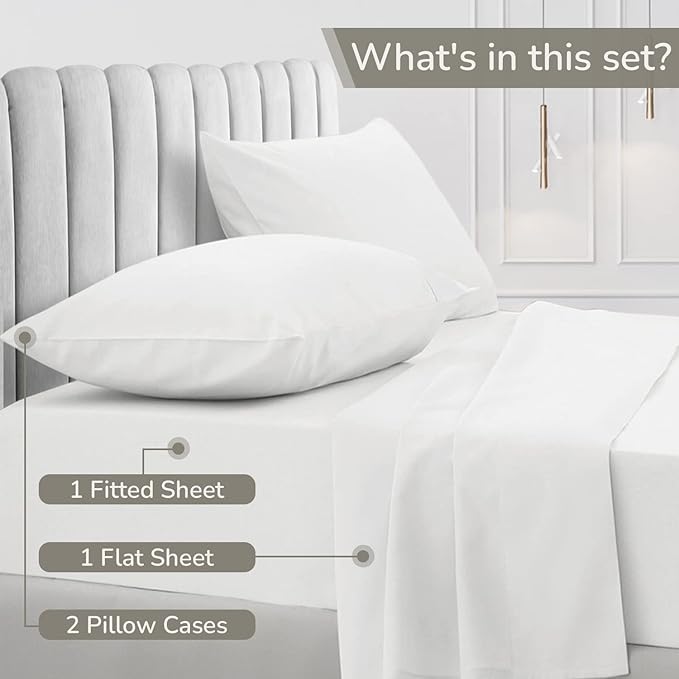 100% Egyptian Cotton Queen Bed Sheets Set 1000 Thread Count Ivory Luxury Hotel Soft and Smooth Queen Size Sheet Set 16" Deep Pocket Sateen Weave Extra Long Staple Cotton Bedding - 4 Piece