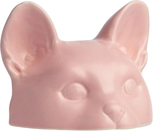 Pink Cat Head Sculpture, Handmade Ceramic Cat Figurines for Shelf Decor, Cute Desk Decor for Cat Lovers, Home Office Decor and Unique Gift (Pink, 4.7x4.5x3.6 in)