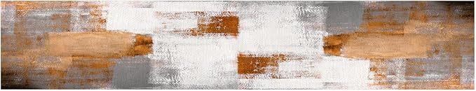 OYIMUA Orange and White Abstract Modern Table Runner, Art Rustic Kitchen Dining Table Decor for Holiday Home Party 13x36 Inches