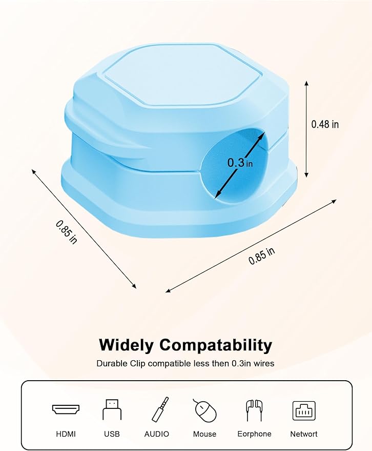 8 Pack Cord Organizer - Cord Holder for Nightstand - Cable Clips - Magnetic Cord Organizer, for Desk, Nightstand, Phone Charger, Computer, Home, Office, Car