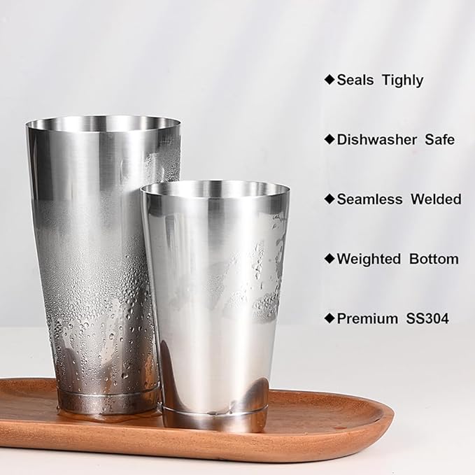 Bulk Commercial Cocktail Shakers 6pc Set, Professional Boston Shakers, Weighted Cocktail Shaker Tins for Bartending - Stainless Steel Bar Shaker Set for Restaurants & Bars - Silver