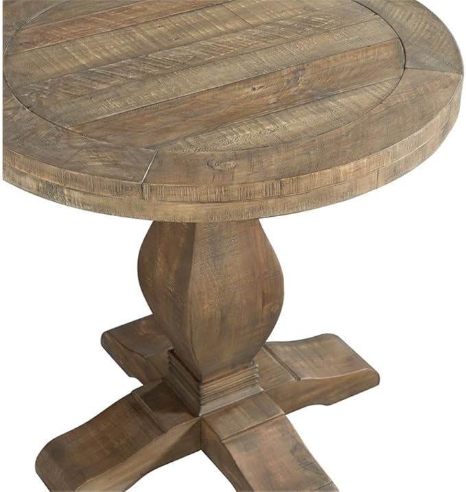 Napa Solid Wood Farmhouse Rustic Round End Side Living Room Table, Nightstand 26" W x 26" D x 25" H