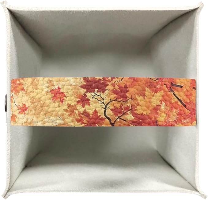Maple Leaf Tissue Box Cover Square Facial Tissue Holder Storage for Bedroom Bathroom Night Stand Car Modern Home Decorative with Buttons Napkin Case Covers Thanksgiving Decor
