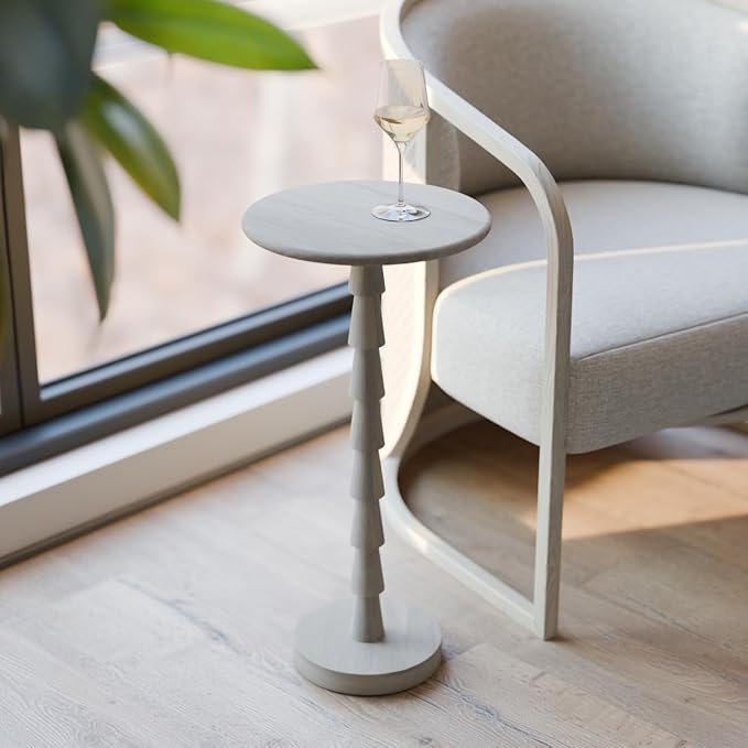 Relso Sakala Solid Mango Wood Drink Table - 24 Inches High, Stylish Side Table, Modern End Table for Living Room, Bedroom Night Stand, Small Folding Coffee Table, Indoor Plant Stand