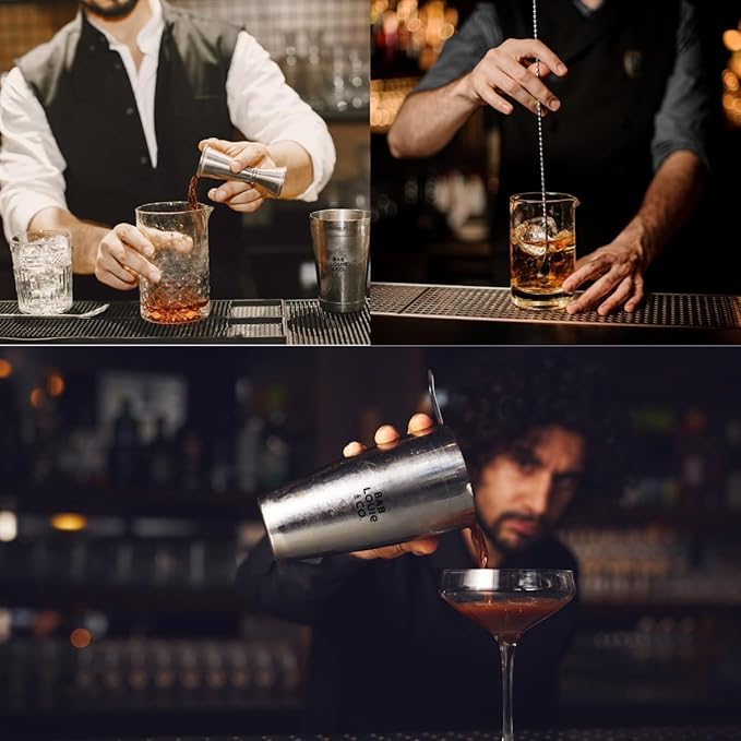 Bab Louie & Co. Bar & Cocktail Set, Ultimate BarKit, Cocktail Shaker Sets for Drink Mix, Set of 6 Stainless Steel & Anti Rust Bar Accessories, BarKit for Gift, Best Gifts for Bartender