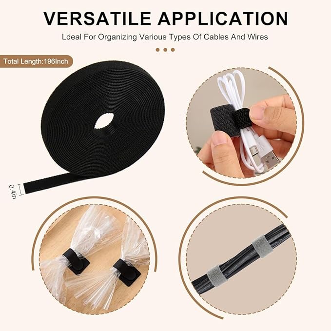 8 Pack Magnetic Cable Clips Cord Holder With Free 0.39*196 Inch Cut - To - Size Binding Tape For Cord Management | Adhesive Cable Organizer For Home, Office, Car - Hide Phone Charging Cables, Desk Use