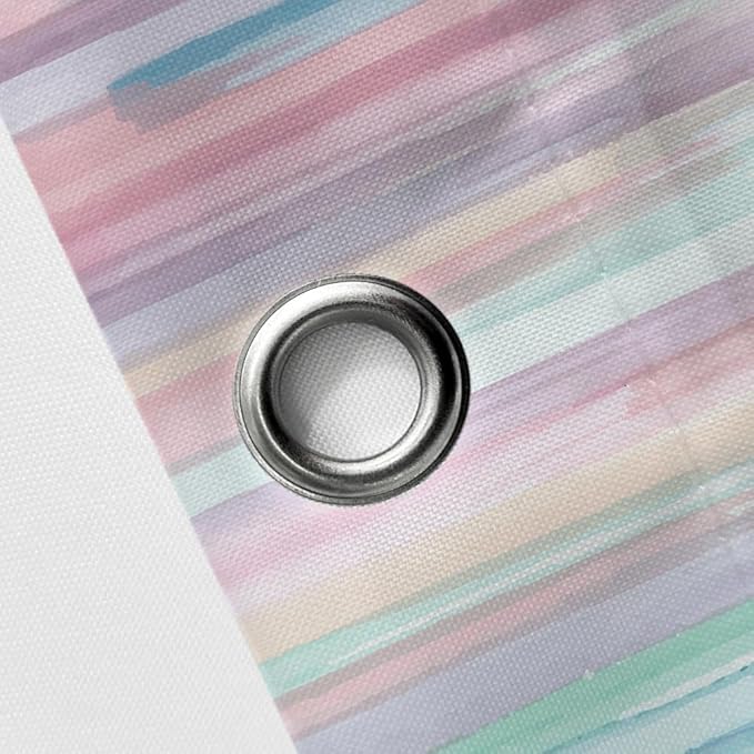 JAWO Abstract Shower Curtain, Modern Aesthetic Stripe Shower Curtain Set 72 X 72 Inches with 12 Hooks for Bathtub Bathroom Gray Yellow Contemporary Abstract Painting Fabric