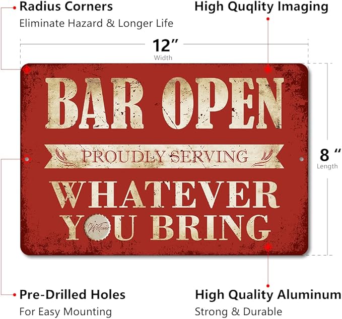 Vintage Home Bar Man Cave Room Decor for Wall/Porch Funny Garage Metal Tin Sings for for House Patio/Yard/Kitchen Accessories/Gitfs