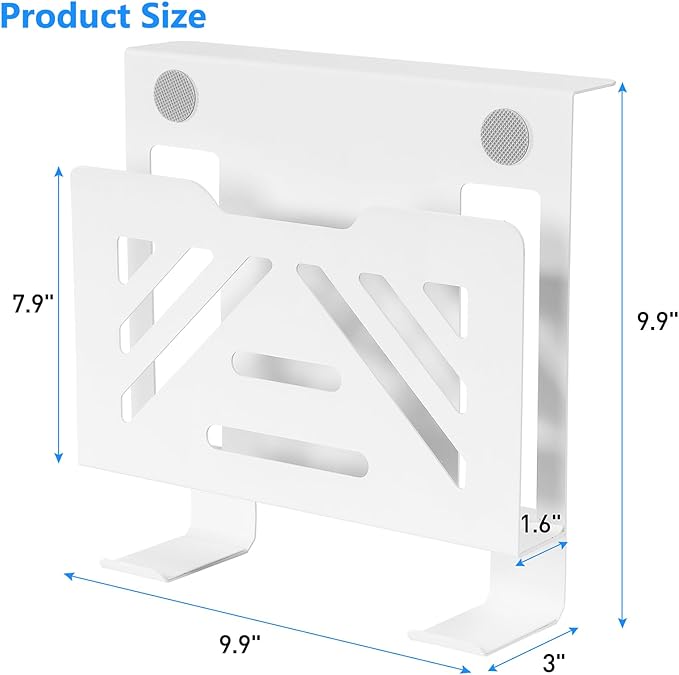 MAXECHO Desk Side Storage, Under Desk Laptop Mount, Table Side Hanging File Organizer, No Drill Clamp On Cable Management Tray, Laptop Holder with 2 Hooks for Office and Home, Load 22 Lbs