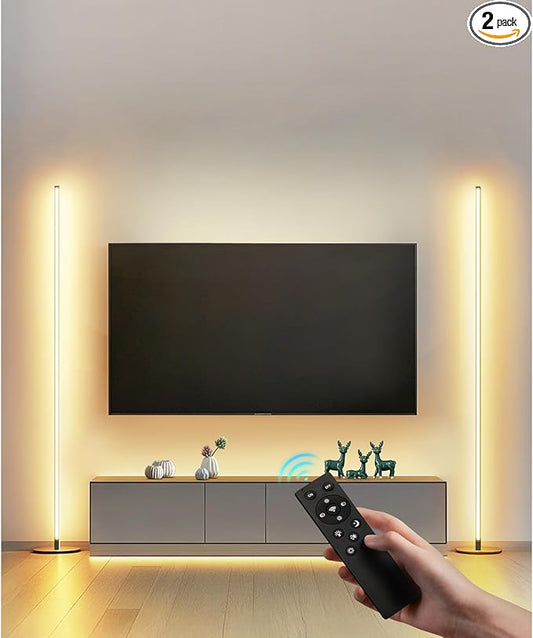 unionlux Corner Floor Lamp 2 Pack, Minimalist Dimmable LED Corner Lamp with Remote, Modern Floor Lamp for Living Room Bed Room, Stepless Adjustable Color Temperature