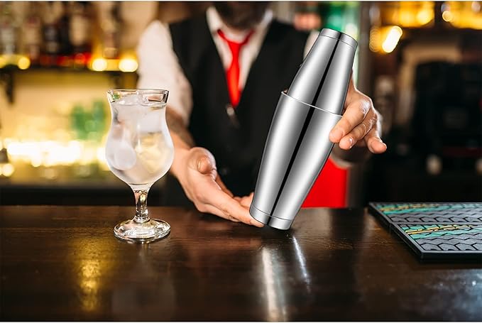 10 Pcs Cocktail Shaker Tin Set, Professional Bar Shaker Boston Cocktail Shakers, Weighted Shake Can, Stainless Steel Martini Shaker Drink Mixer Basic Tools for Bartending and Home Bar - 18oz & 28oz
