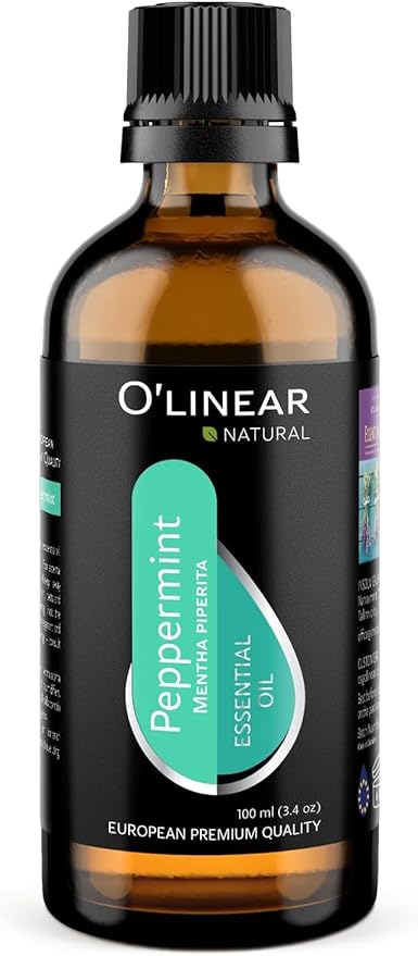 O'linear 3.4 Fl Oz Therapeutic Grade Peppermint Essential Oil for Diffusers for Home, Aromatherapy 100% Pure Mint Oil for Humidifiers, Natural Essential Oils for Candle Making SPA Steam Room Sauna