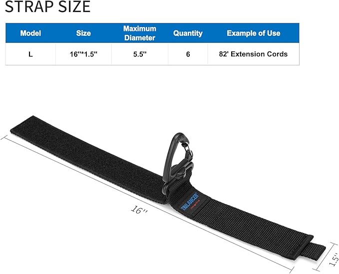 Trilancer Hook-and-Loop Storage Straps with Triangular Buckle to Hang on Walls, for Garage Organization and Storage, for Cables, Wires, Rope, Hoses, Tools of Home, Workshop, Studio, Shop（6L）