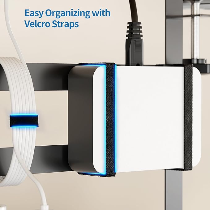 YECAYE Under Desk Cable Management Tray, All-Metal Clamp-Mount Cable Management Organizer Tray, Computer Cord Organizer Rack, Standing Desk Wire Organization for Office and Home, Black