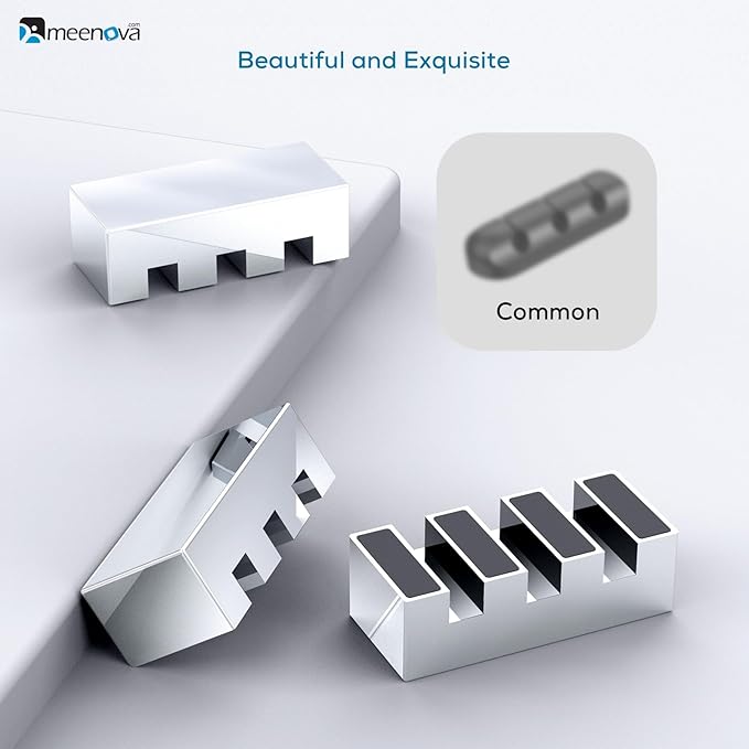 Meenova 304 Stainless Steel Weighted Cord Holder for Nightstand, Cable Organizer Management, 3 Hole Design, Aesthetic Desk Accessory for Office Computer Desk Charger Metal Keeper