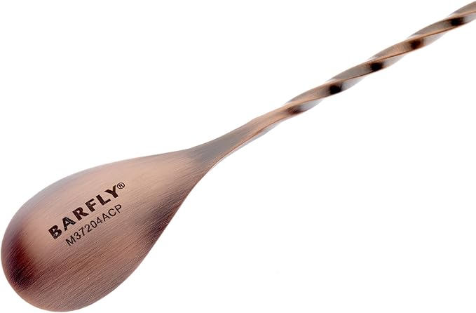 Barfly 13.2-inch Diamond Lattice Etch Bar Spoon, Antique Copper