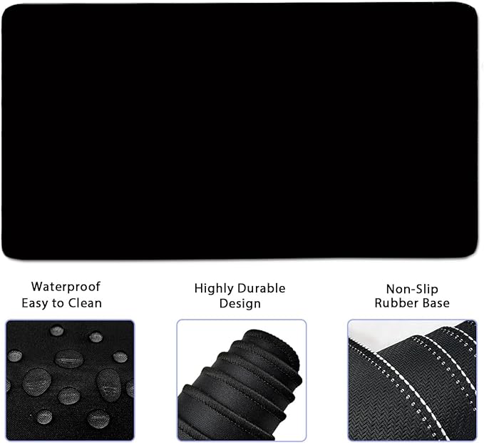4-in-1 Large Gaming Mouse Pad, Keyboard Wrist Rest Pad & Wrist Support Mousepad Set, Extended Desk Pad Waterproof Desk Mat for Home Office Study Game-Black