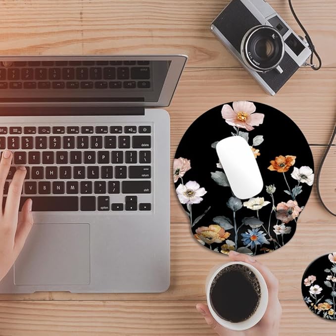Mouse Pad with Wrist Support, Ergonomic Mouse Pad with Memory Foam Wrist Rest Cushion, Non-Slip Rubber Base Gaming Mice Pad for Home Office Computer Laptop,Cute Floral