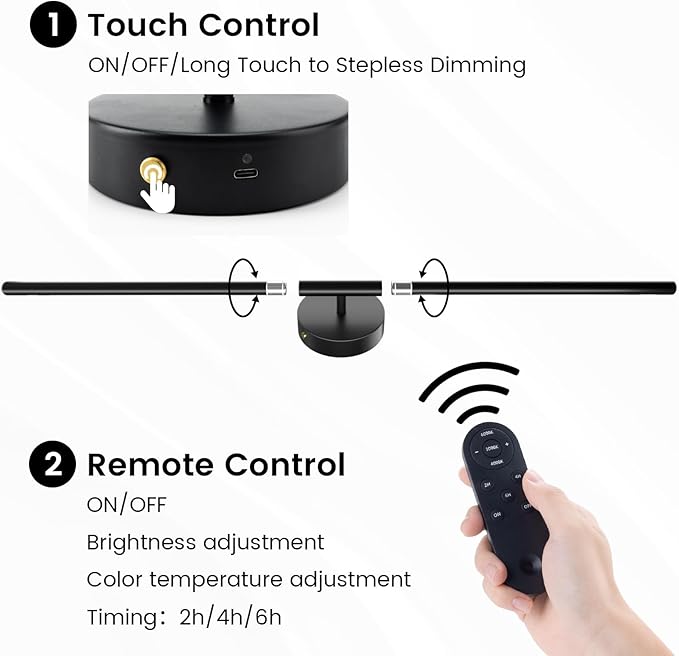 Battery Operated Wall Sconces Set of 2, 360°Rotation Wireless Rechargeable Wall Lights: Dimmable Detachable Wall Lamp with Remote Control, 3000K-6000K Infinite Dimming Wall Sconce 34.7 Inch
